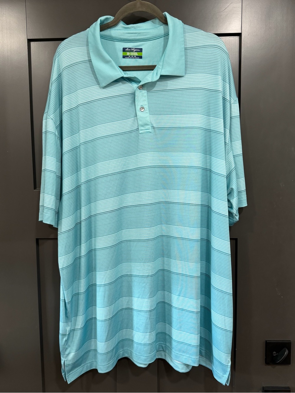 Ben Hogan Light Aqua Striped Golf Polo Shirt